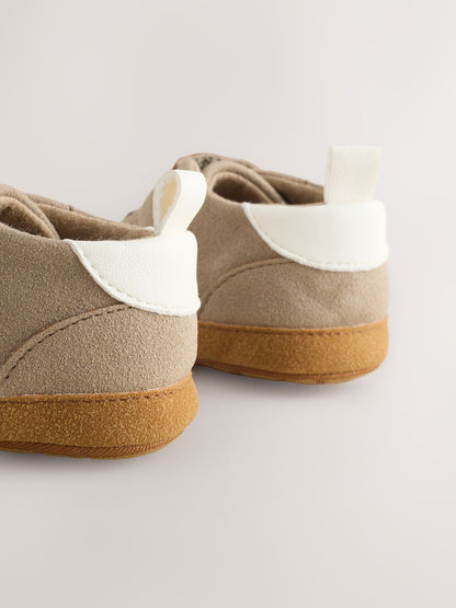 Neutral Brown Touch Fastening Baby Trainers (0-2mths) - Size Up To 3 Months (50 - 62cm)