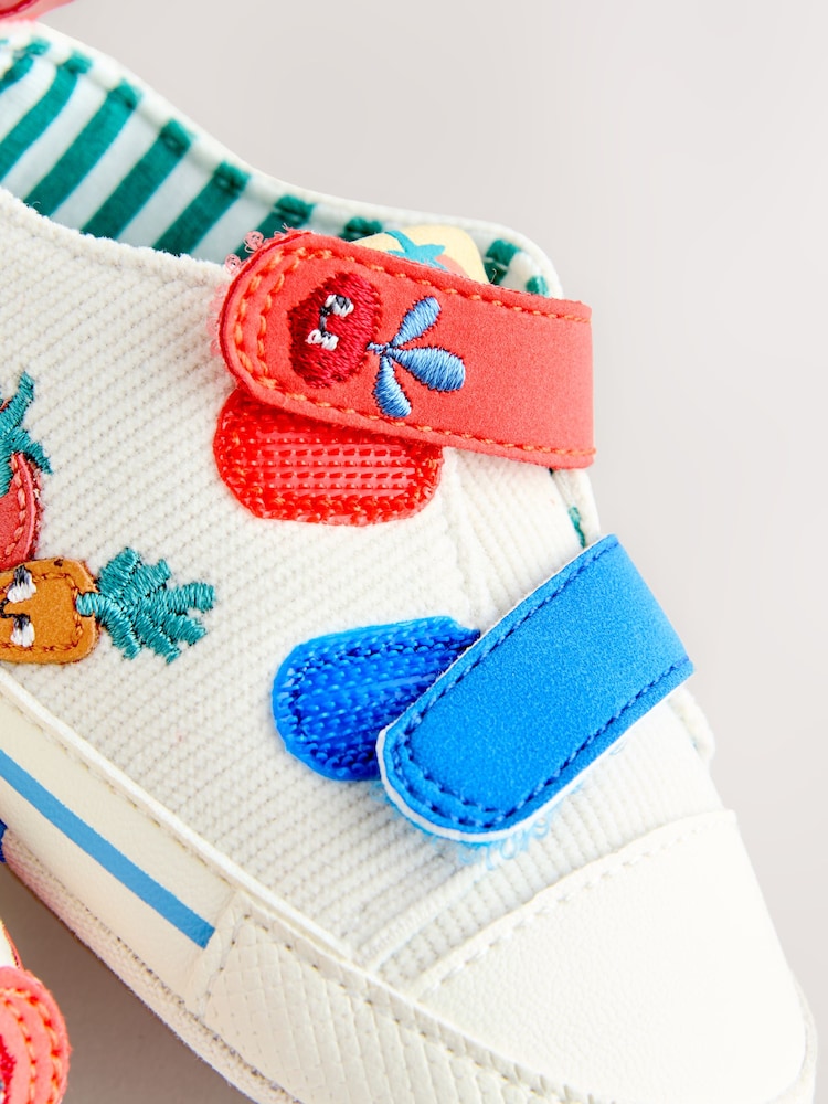 White Veggies Touch Fastening Baby Trainers (0-2mths)