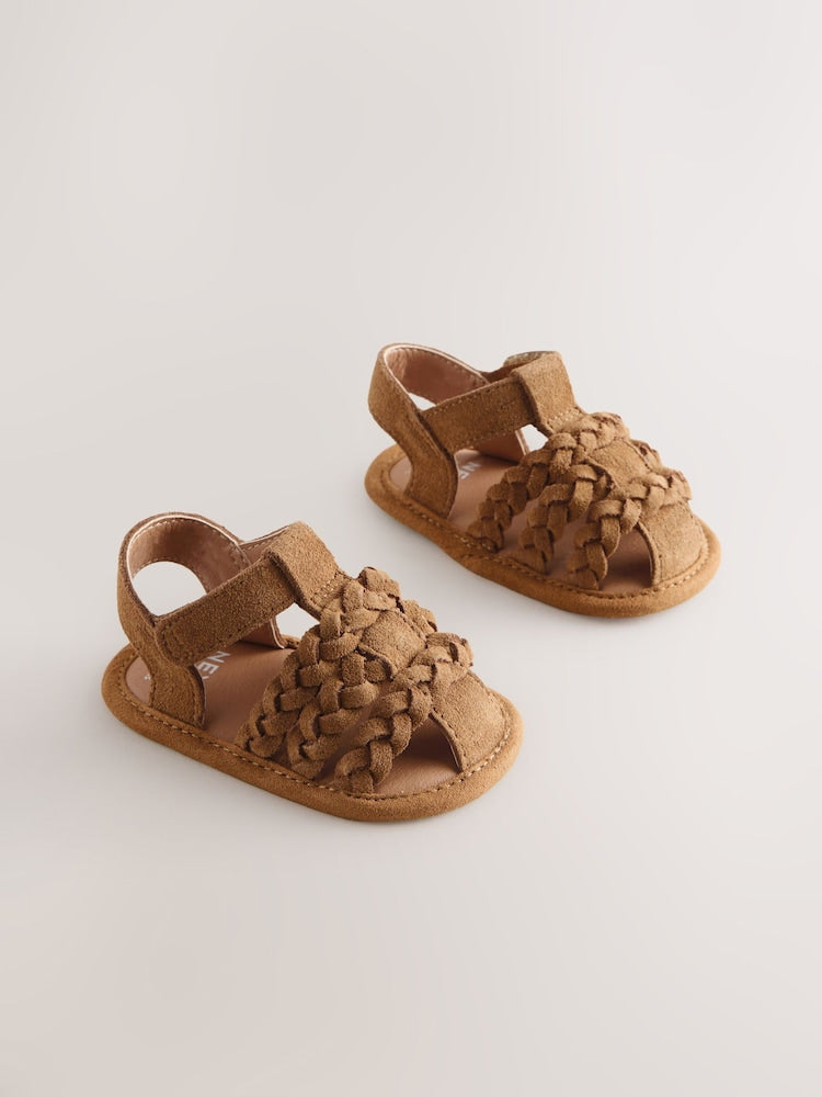 Tan Brown Baby Fisherman Sandals (0-2mths) - Size Up To 3 Months (50 - 62cm) - Tan Brown