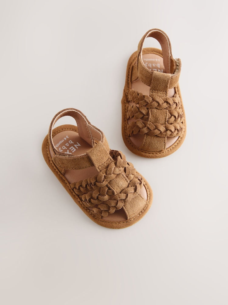 Tan Brown Baby Fisherman Sandals (0-2mths) - Size Up To 3 Months (50 - 62cm)