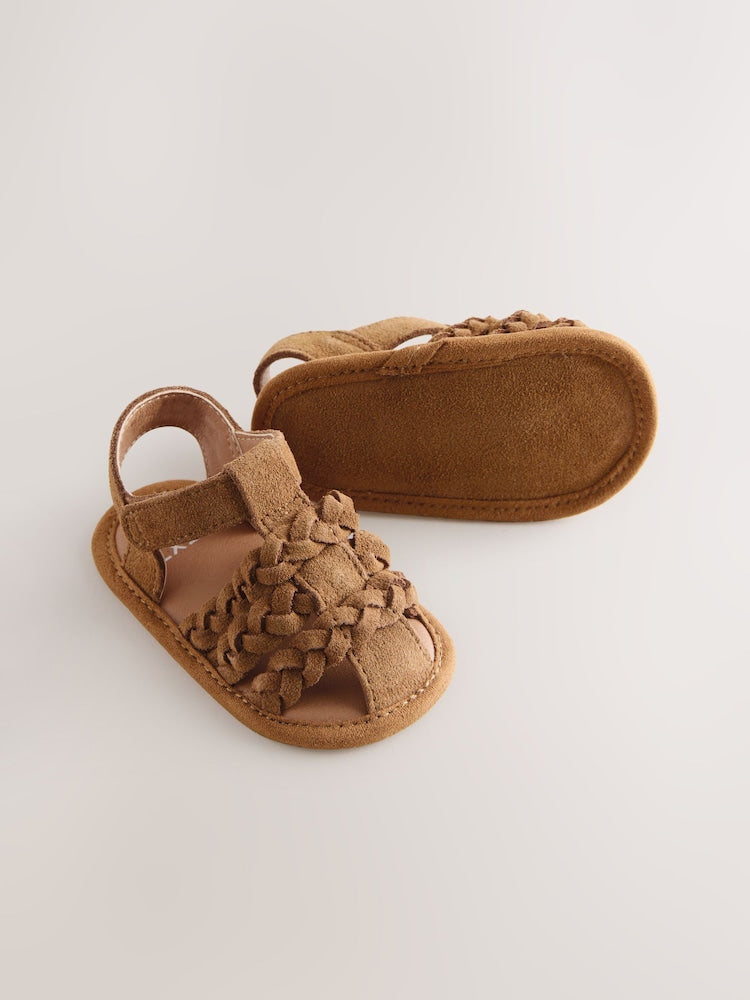Tan Brown Baby Fisherman Sandals (0-2mths) - Size Up To 3 Months (50 - 62cm)