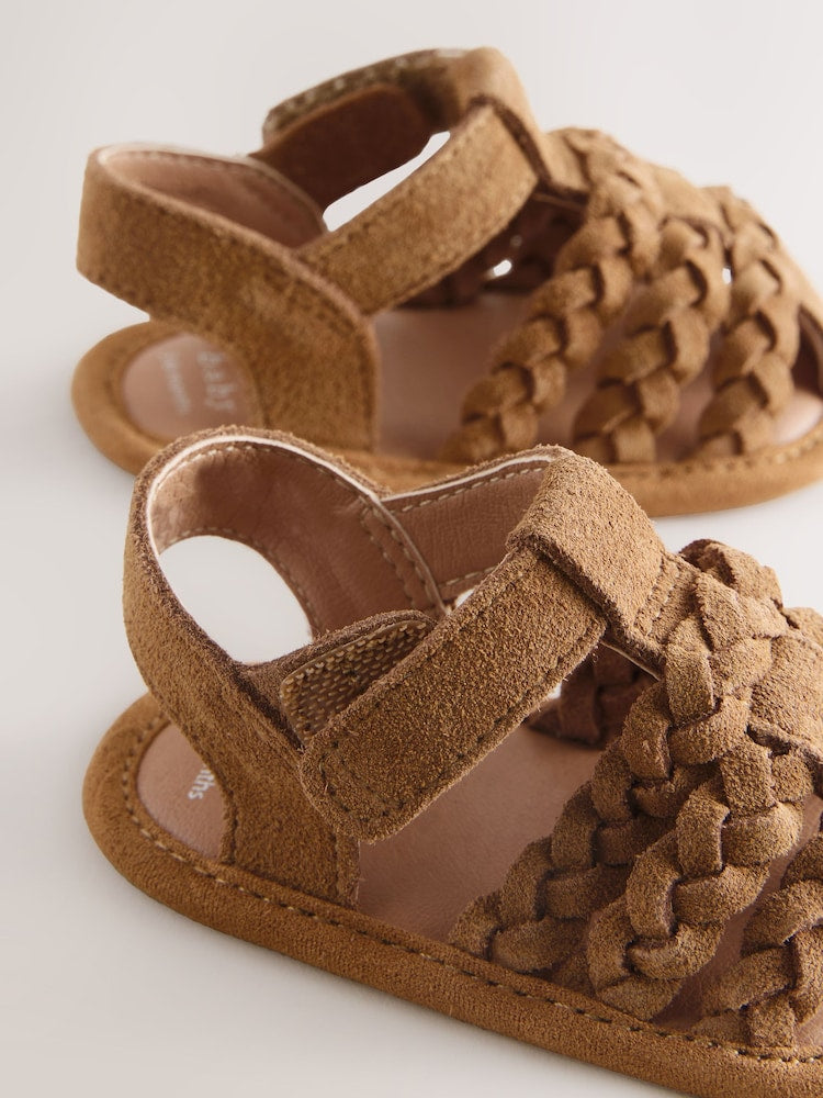Tan Brown Baby Fisherman Sandals (0-2mths) - Size Up To 3 Months (50 - 62cm)