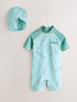 Baker by Ted Baker Blue Sunsafe All-In-One Swimsuit and Hat Set