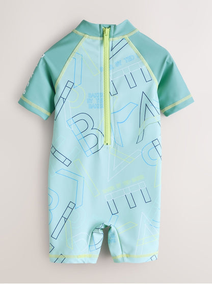 Baker by Ted Baker Blue Sunsafe All-In-One Swimsuit and Hat Set