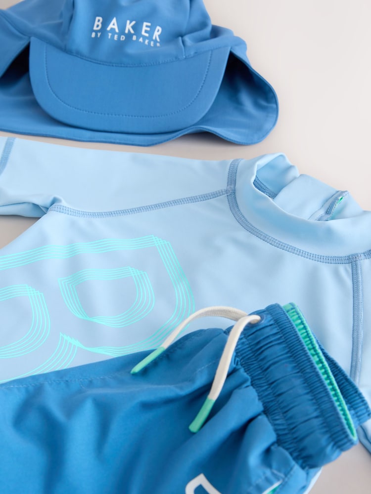 Baker by Ted Baker Blue Rash Vest Shorts and Hat Set