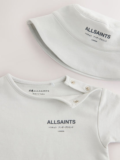 smALLSAINTS Light Grey Underground Short Sleeve Baby Boys Romper and Hat Set