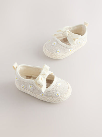 Neutral Daisy Espadrille Baby Shoes (0-18mths) - Up To 3 Months (50 - 62cm)