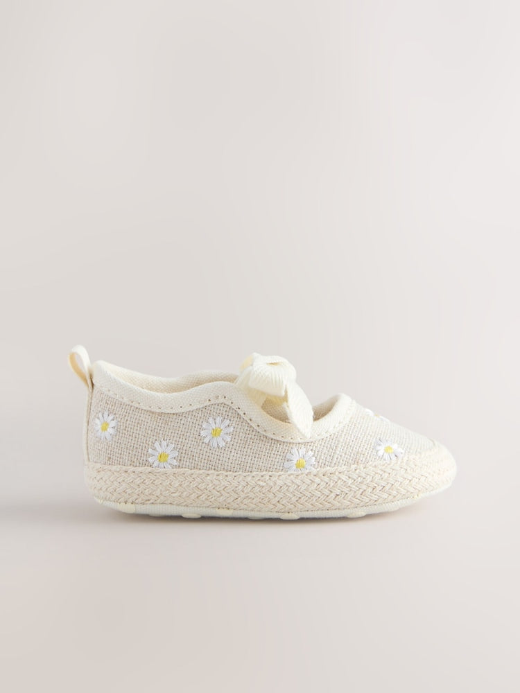 Neutral Daisy Espadrille Baby Shoes (0-18mths)
