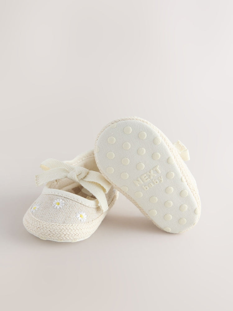 Neutral Daisy Espadrille Baby Shoes (0-18mths)