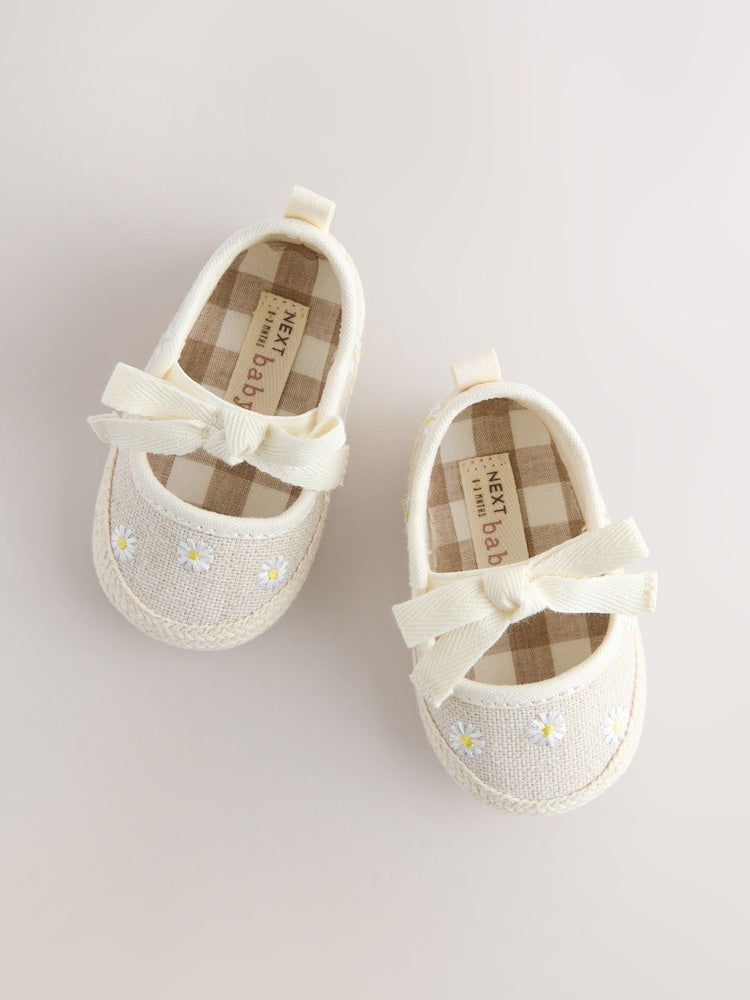 Neutral Daisy Espadrille Baby Shoes (0-18mths)