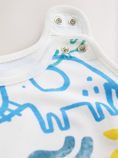 Blue Bright Safari Animals 0.5 Tog Sleeveless Baby Sleep Bag