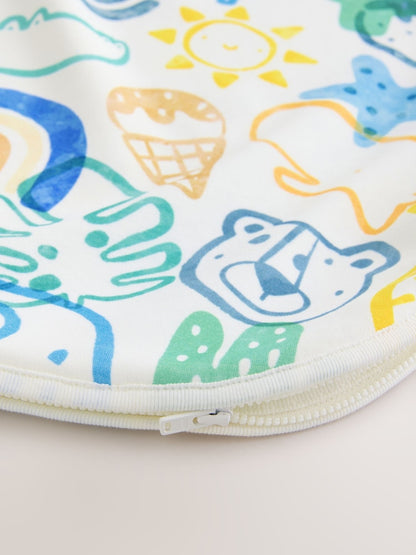 Blue Bright Safari Animals 0.5 Tog Sleeveless Baby Sleep Bag