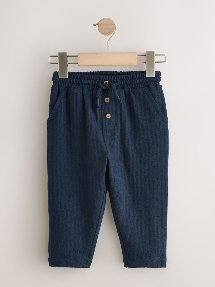 Navy Blue Textured Jersey Joggers (3mths-7yrs) - Size 3-6 Months (62-68cm) - Navy Blue