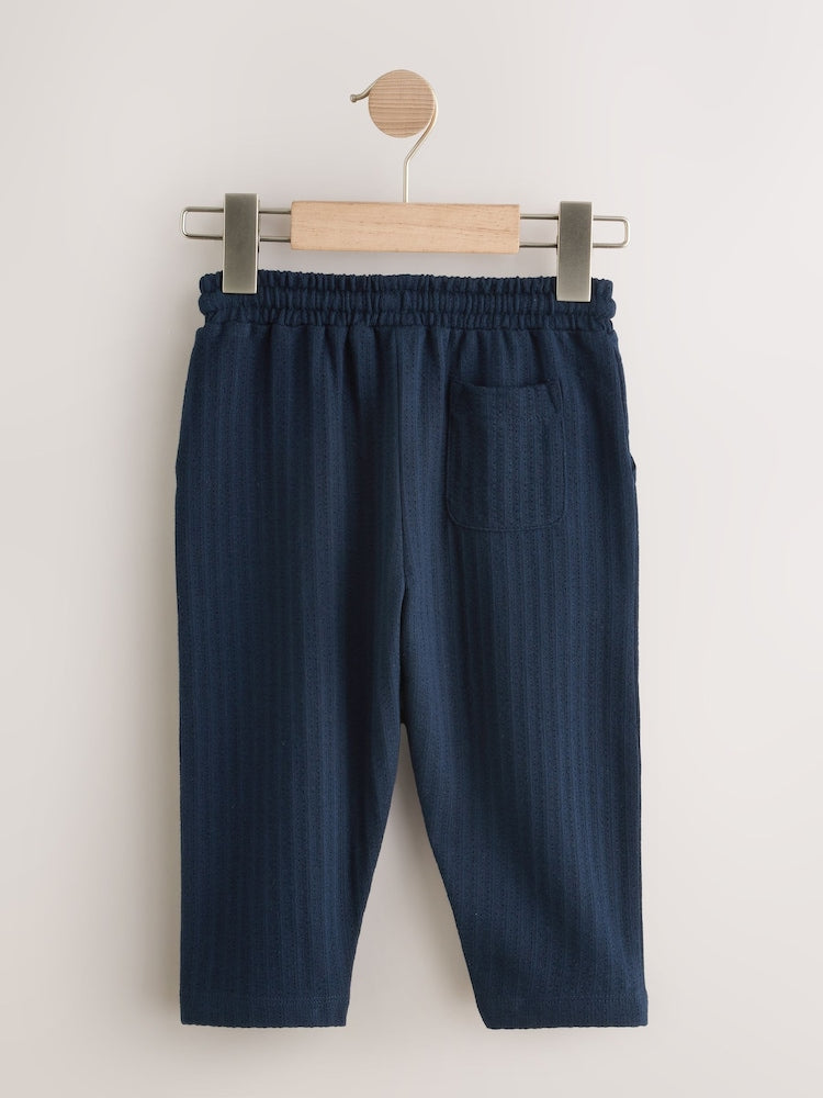 Navy Blue Textured Jersey Joggers (3mths-7yrs) - Size 3-6 Months (62-68cm)