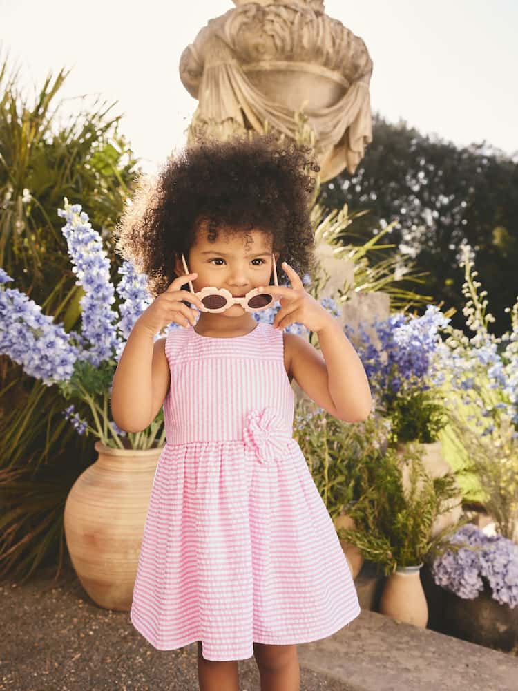 Pink Stripe Corsage Prom Dress (3mths-8yrs)