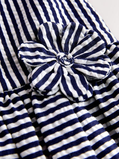 Navy Stripe Corsage Prom Dress (3mths-8yrs)