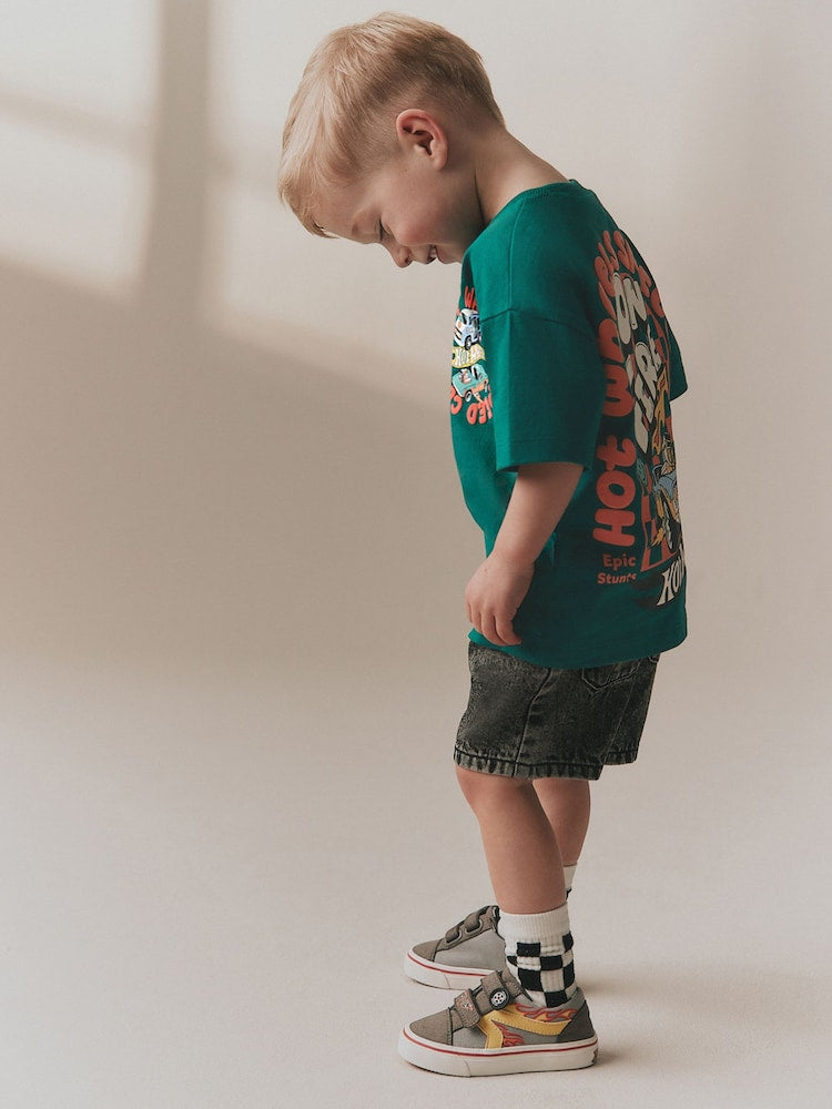 Forest Green Hot Wheels Short Sleeve T-Shirt (9mths-8yrs)