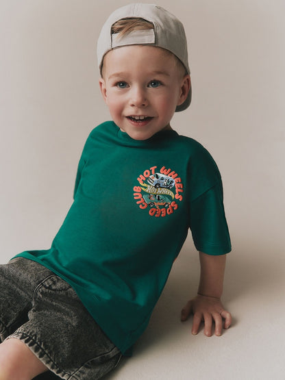 Forest Green Hot Wheels Short Sleeve T-Shirt (9mths-8yrs) - Size 9-12 Months (74-80cm) - Forest Green