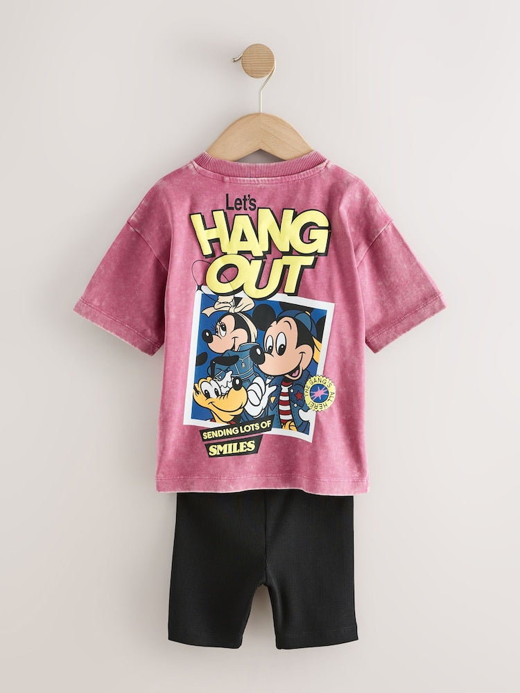 Pink/Black Mickey Mouse T-Shirt and Shorts Set (3mths-8yrs)