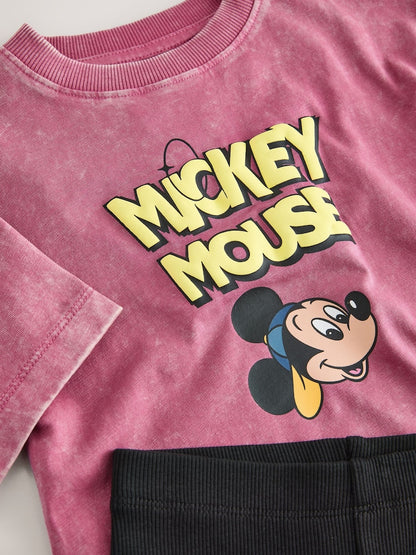 Pink/Black Mickey Mouse T-Shirt and Shorts Set (3mths-8yrs)