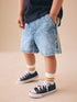 Blue Side Stripe Pull On Loose Denim Shorts (3mths-7yrs) - Blue Side Stripe Pull On Loose Denim / 12-18 Months (80-86cm)