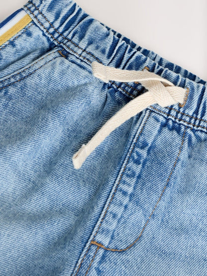 Blue Side Stripe Pull On Loose Denim Shorts (3mths-7yrs)