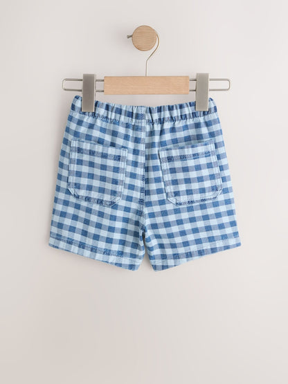 Blue Gingham Pull On Loose Denim Shorts (3mths-7yrs)