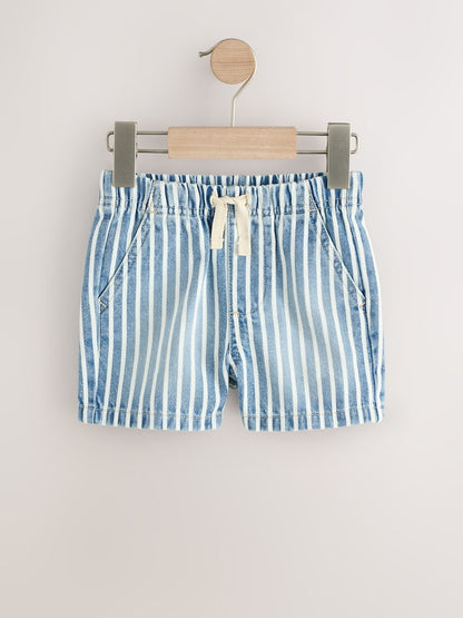 Blue/White Stripe Pull On Loose Denim Shorts (3mths-7yrs)
