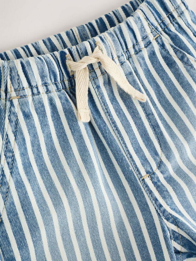Blue/White Stripe Pull On Loose Denim Shorts (3mths-7yrs)