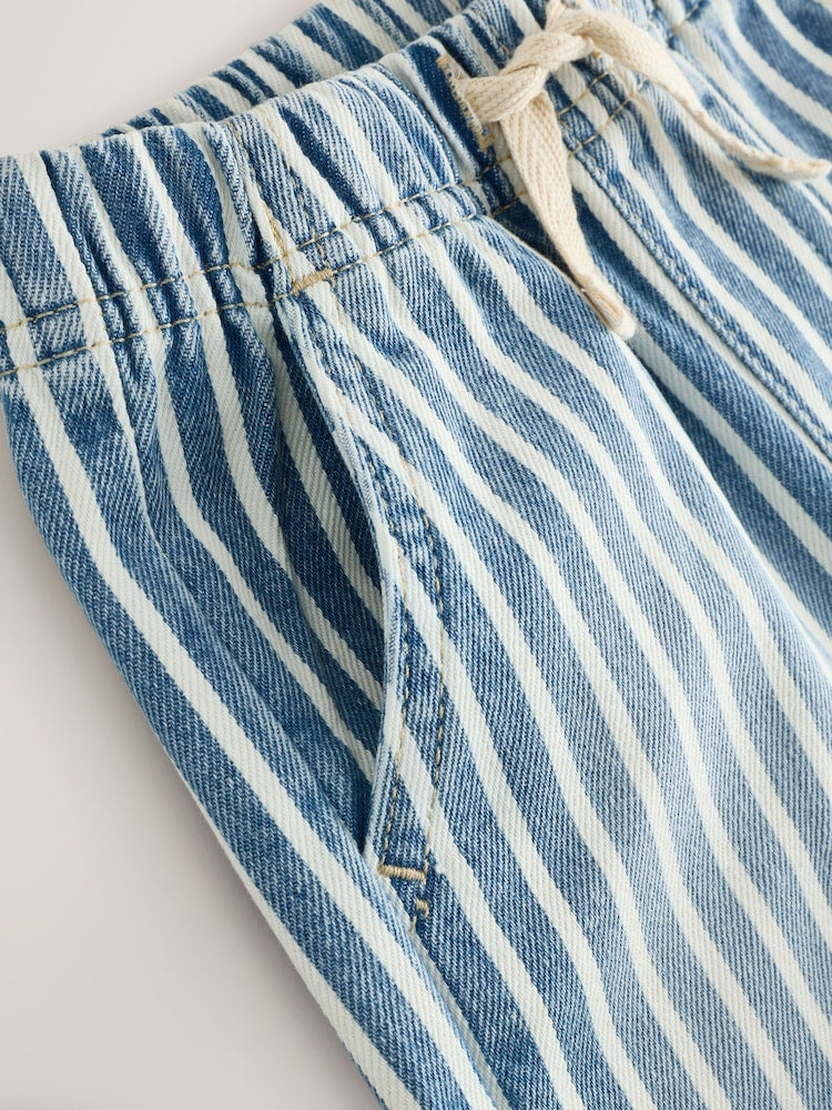 Blue/White Stripe Pull On Loose Denim Shorts (3mths-7yrs)