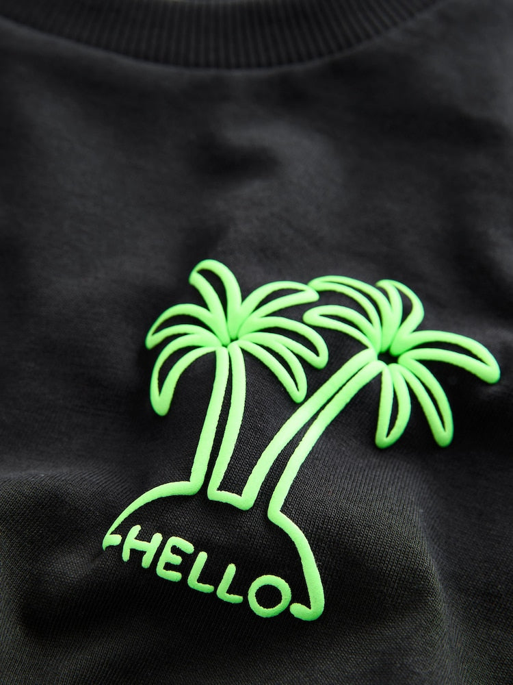 Coral/Aqua/Black Slogan