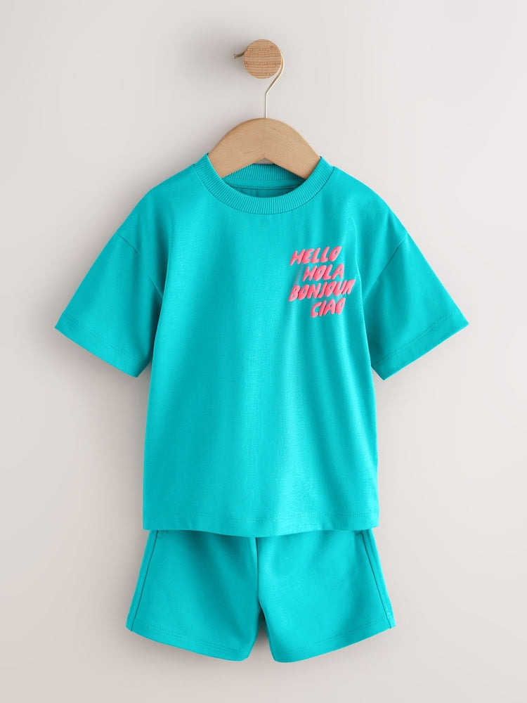 Coral/Aqua/Black Slogan