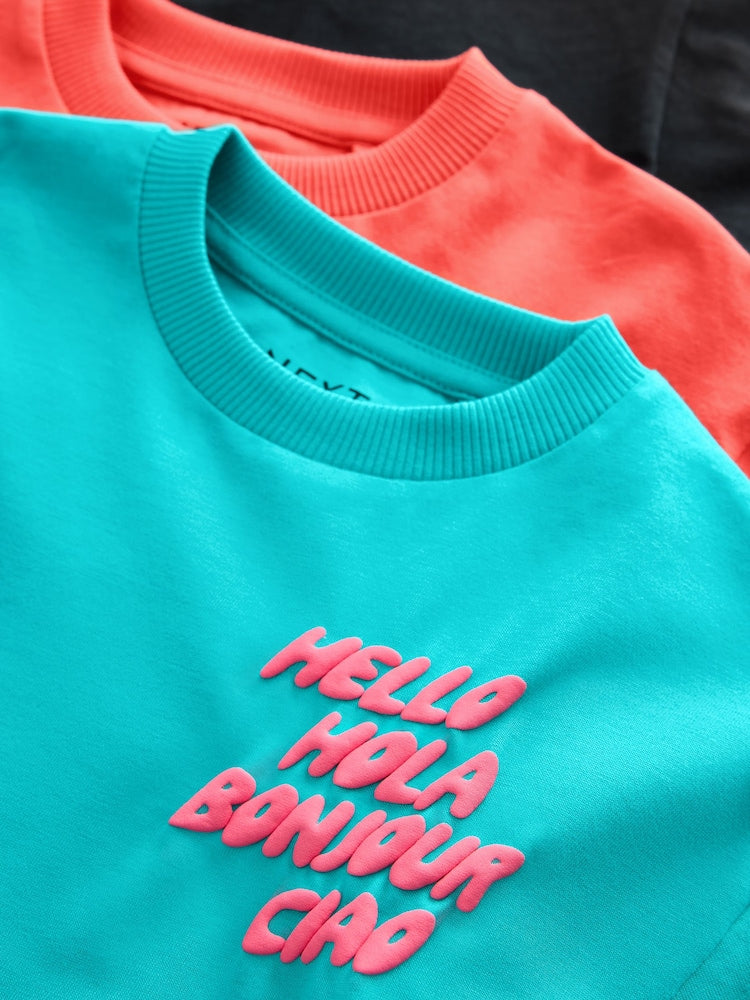 Coral/Aqua/Black Slogan