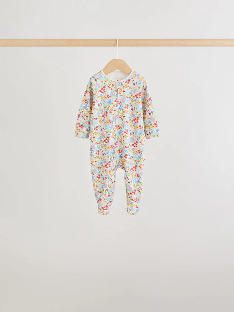 Pink/Green Two Way Zip Baby Sleepsuits 5 Pack (0mths-2yrs)