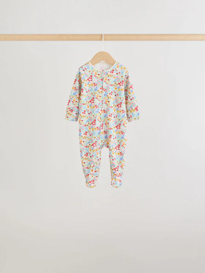 Pink/Green Two Way Zip Baby Sleepsuits 5 Pack (0mths-2yrs)