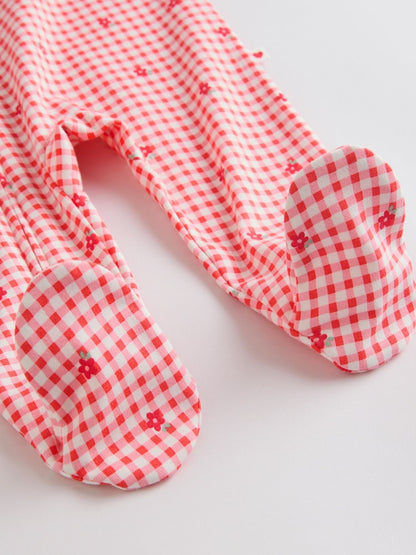 Red/Pink Two Way Zip Baby Sleepsuits 4 Pack (0mths-3yrs)