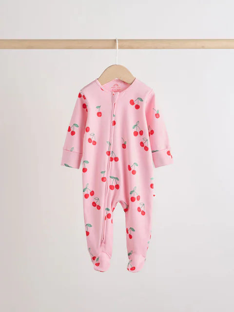 Red/Pink Two Way Zip Baby Sleepsuits 4 Pack (0mths-2yrs)