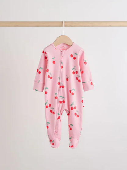 Red/Pink Two Way Zip Baby Sleepsuits 4 Pack (0mths-2yrs)