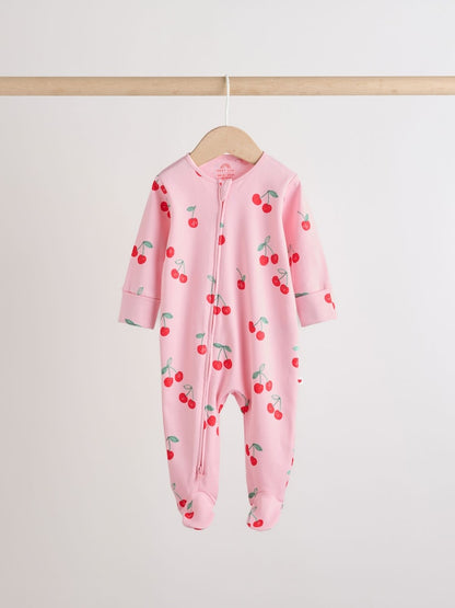 Red/Pink Two Way Zip Baby Sleepsuits 4 Pack (0mths-3yrs)