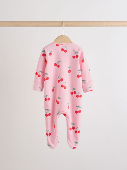 Red/Pink Two Way Zip Baby Sleepsuits 4 Pack (0mths-3yrs)