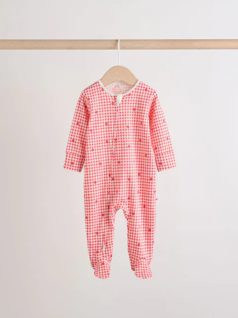 Red/Pink Two Way Zip Baby Sleepsuits 4 Pack (0mths-2yrs)