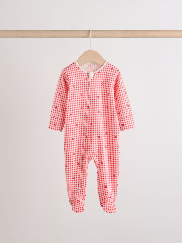 Red/Pink Two Way Zip Baby Sleepsuits 4 Pack (0mths-3yrs)