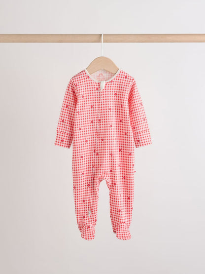 Red/Pink Two Way Zip Baby Sleepsuits 4 Pack (0mths-3yrs)