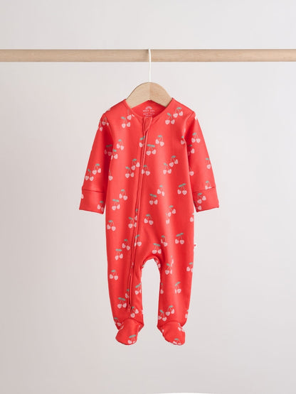 Red/Pink Two Way Zip Baby Sleepsuits 4 Pack (0mths-3yrs)