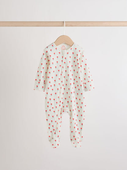 Red/Pink Two Way Zip Baby Sleepsuits 4 Pack (0mths-3yrs)