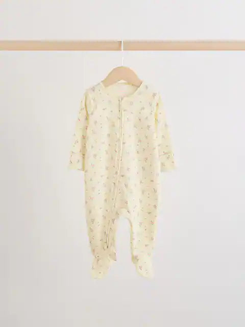 Pink/Yellow Two Way Zip Baby Sleepsuits 4 Pack (0-2yrs)