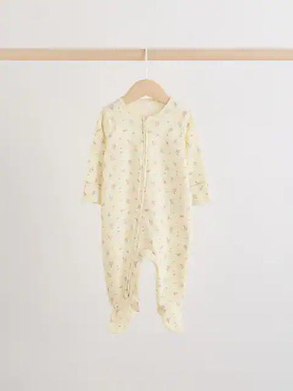 Pink/Yellow Two Way Zip Baby Sleepsuits 4 Pack (0-2yrs)