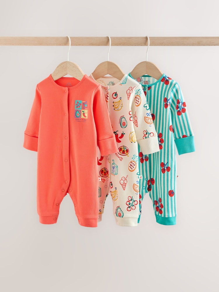 Multi Chilli Print Baby Sleepsuits 3 Pack (0mths-3yrs)