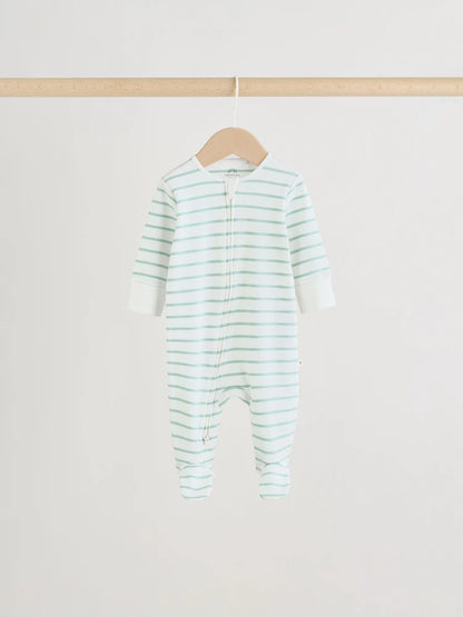Yellow/Blue Sunshine Two Way Zip Baby Sleepsuits 3 Pack (0mths-3yrs)