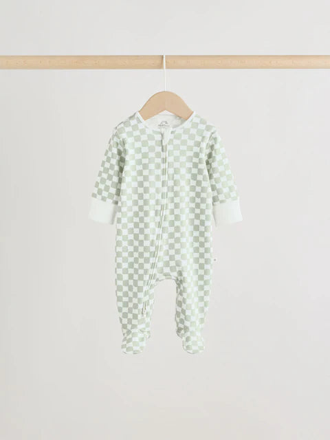 Yellow/Blue Sunshine Two Way Zip Baby Sleepsuits 3 Pack (0mths-3yrs)
